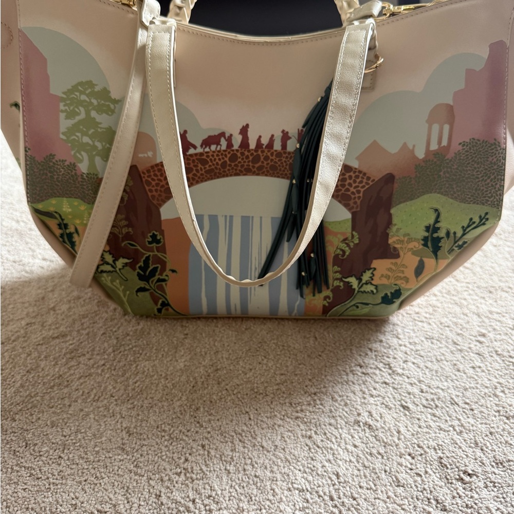 Lord of the Rings Loungefly Pastel Nature Scene Tote Bag with Tassel